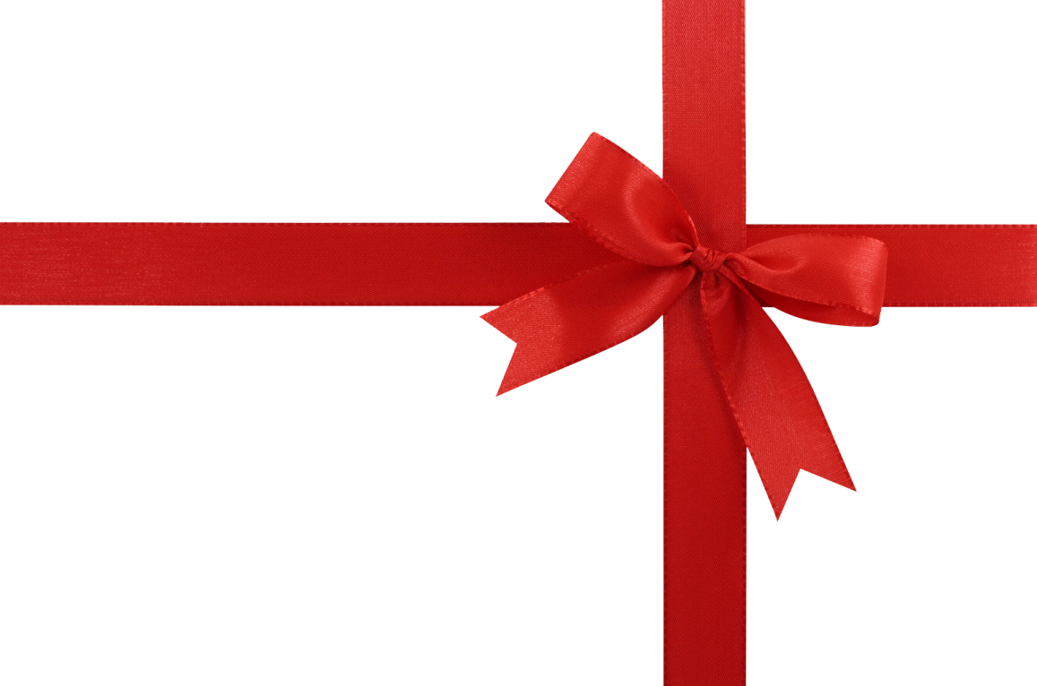 a red ribbon with a bow on it