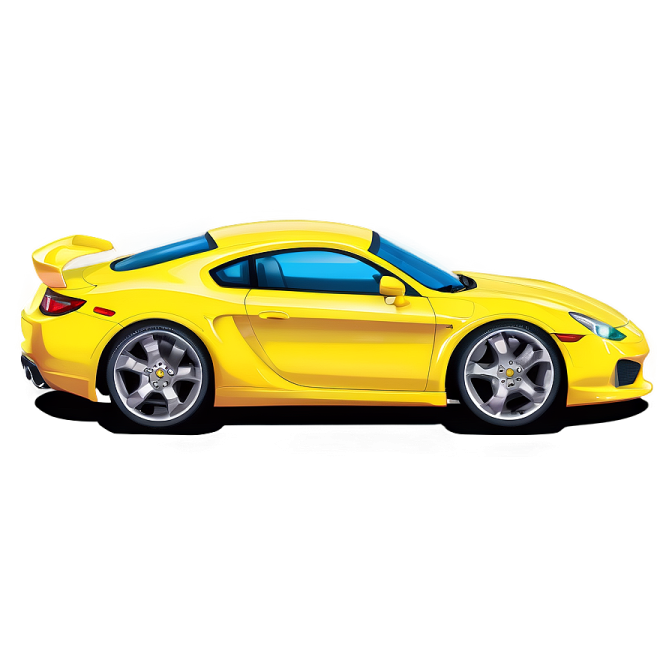 a yellow sports car on a white background