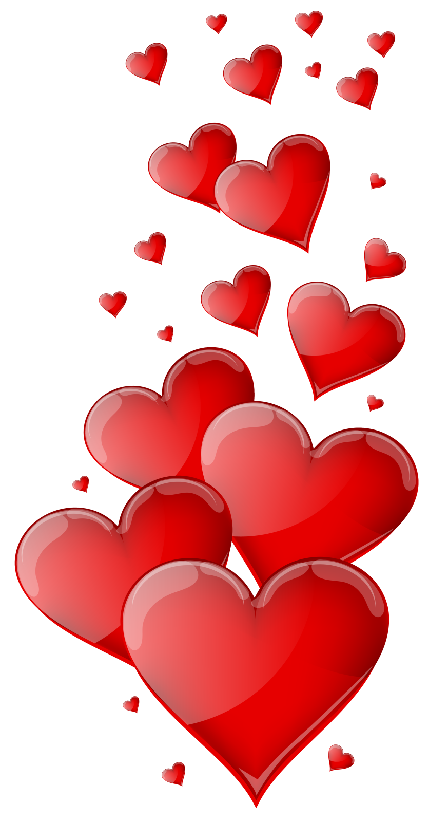 a bunch of red hearts flying in the air