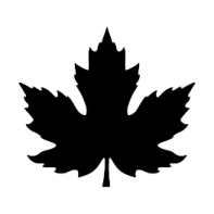 a black maple leaf on a white background