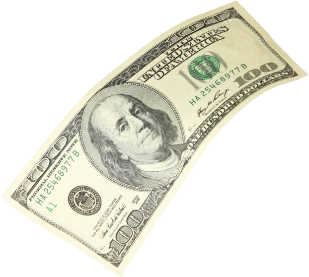 a dollar bill on a white background