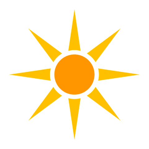 a yellow sun on a white background