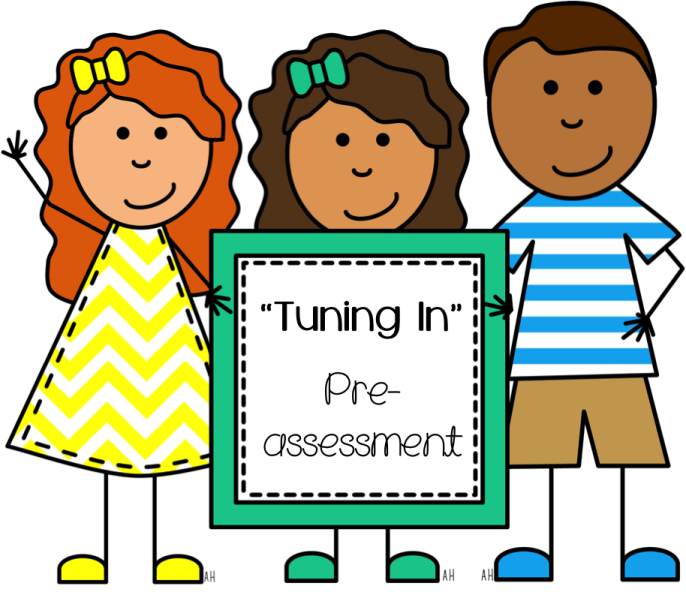 a group of children holding a sign with the words hung in pre - assessment