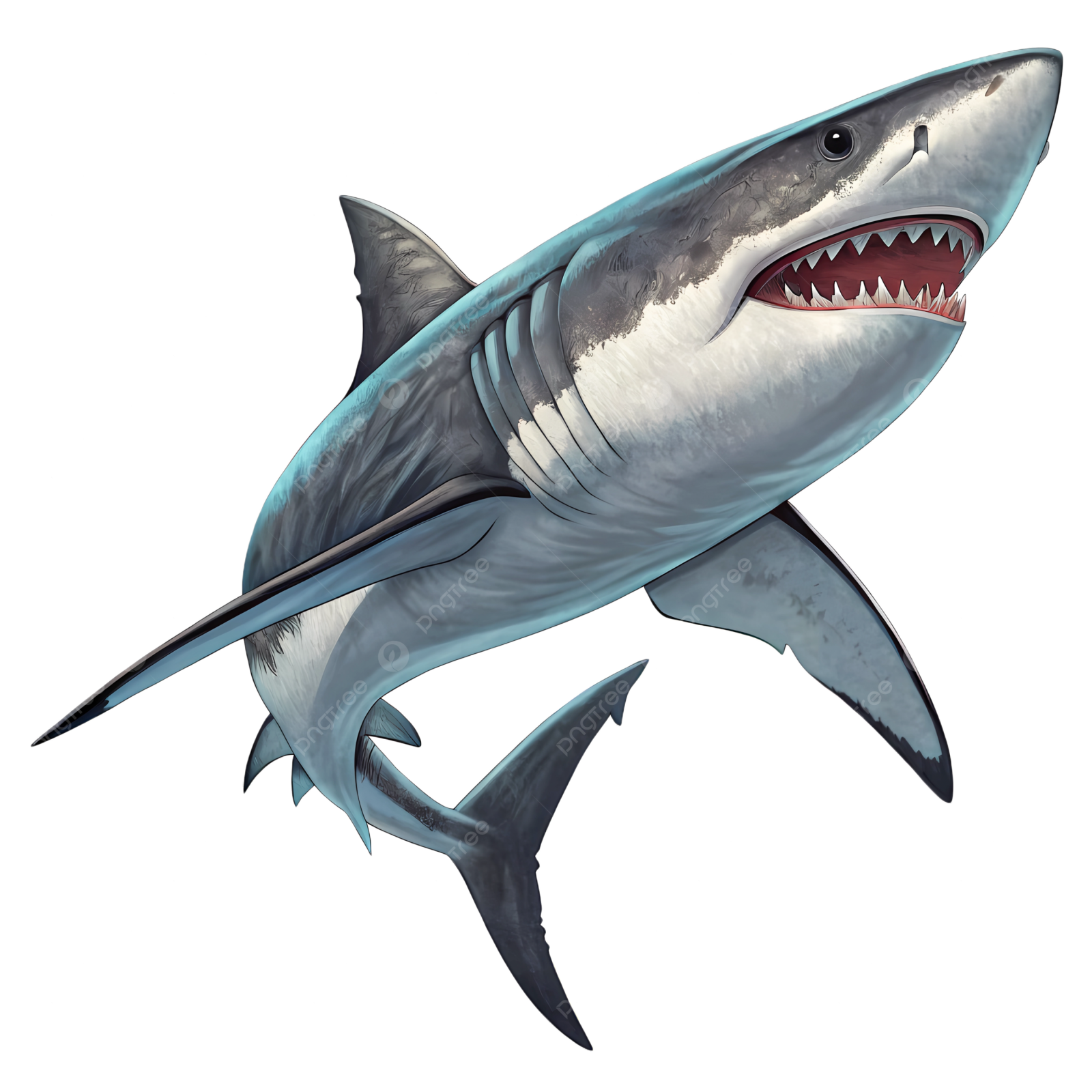 a drawing of a great white shark