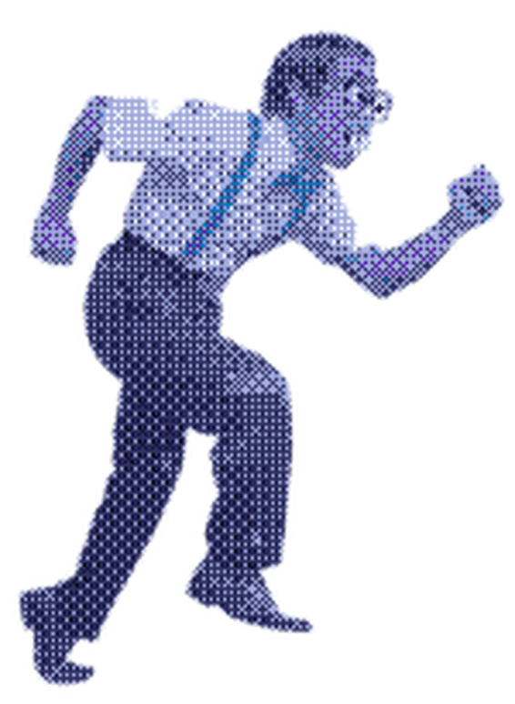 a man in a suit and tie running