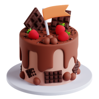 a cake with chocolate and strawberries on top