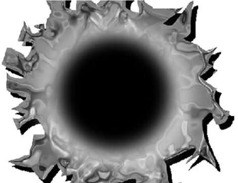 a black hole in the center of a white background