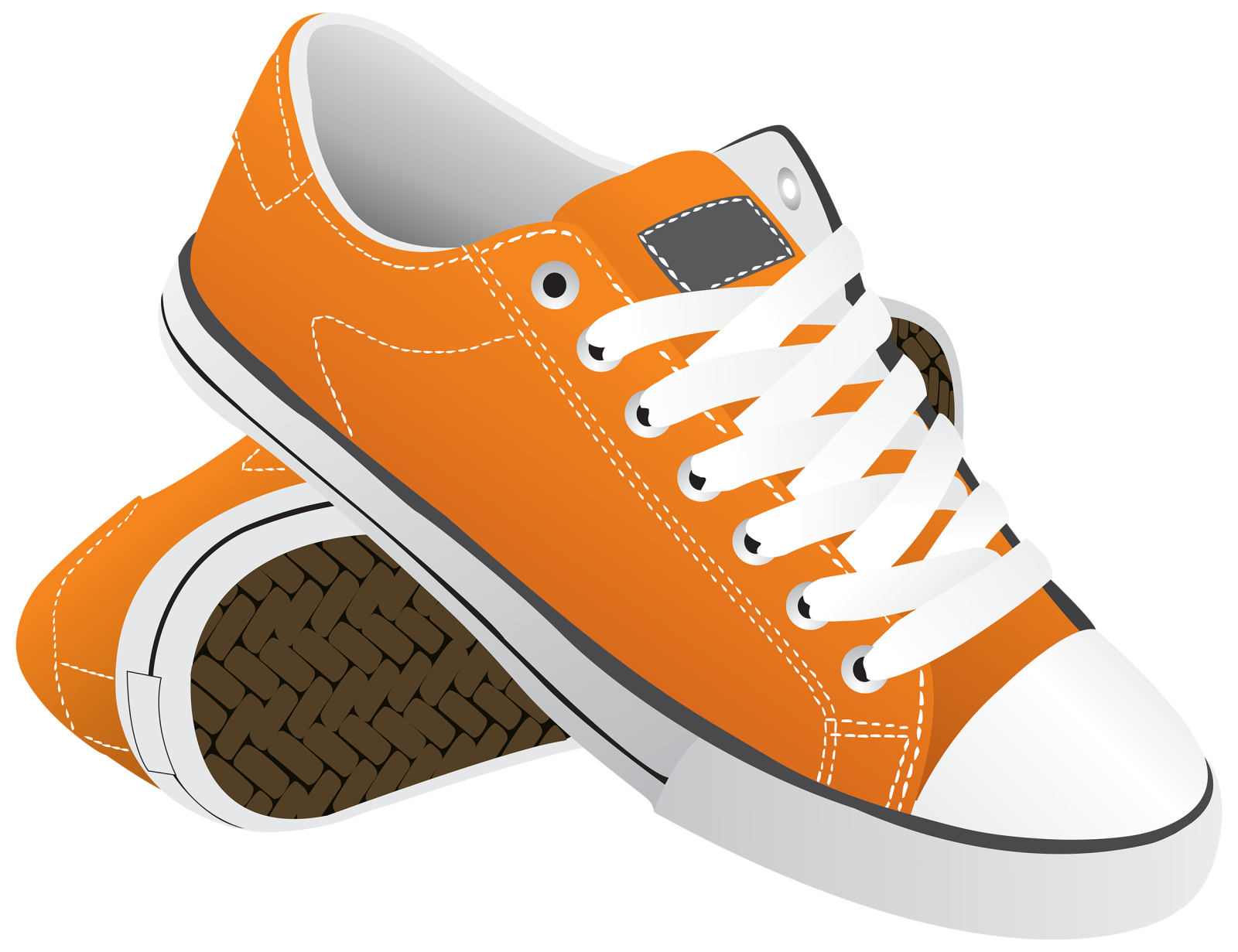 a pair of orange sneakers on a white background