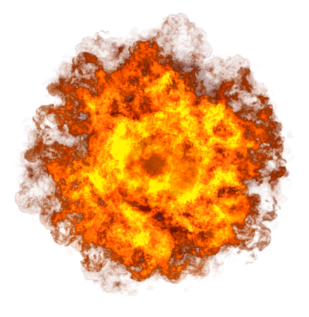 an explosion of fire on a white background