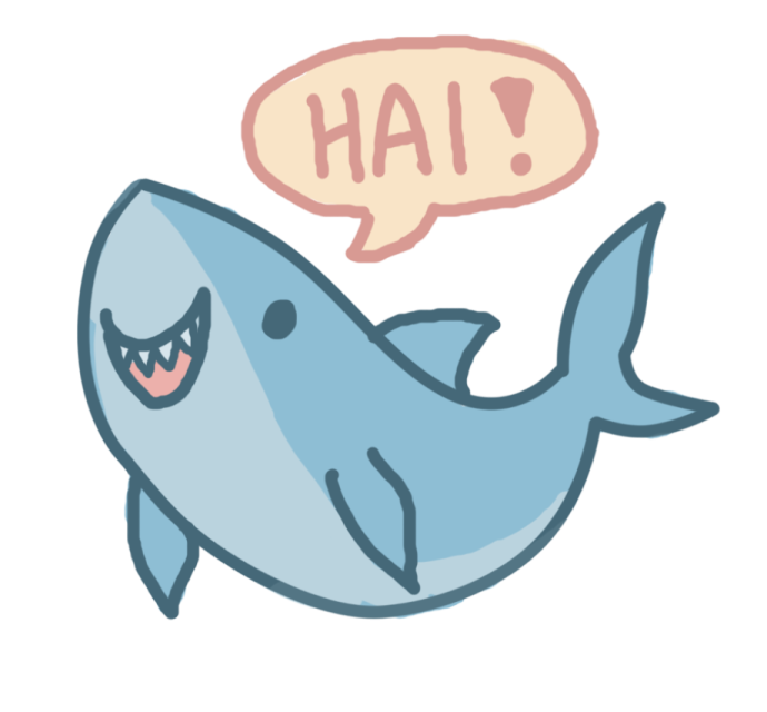 a cartoon whale with a speech bubble above it