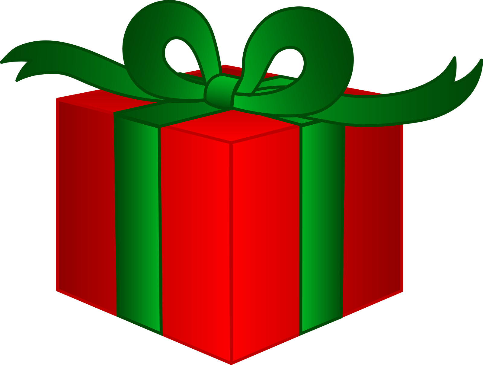 a red gift box with green ribbon