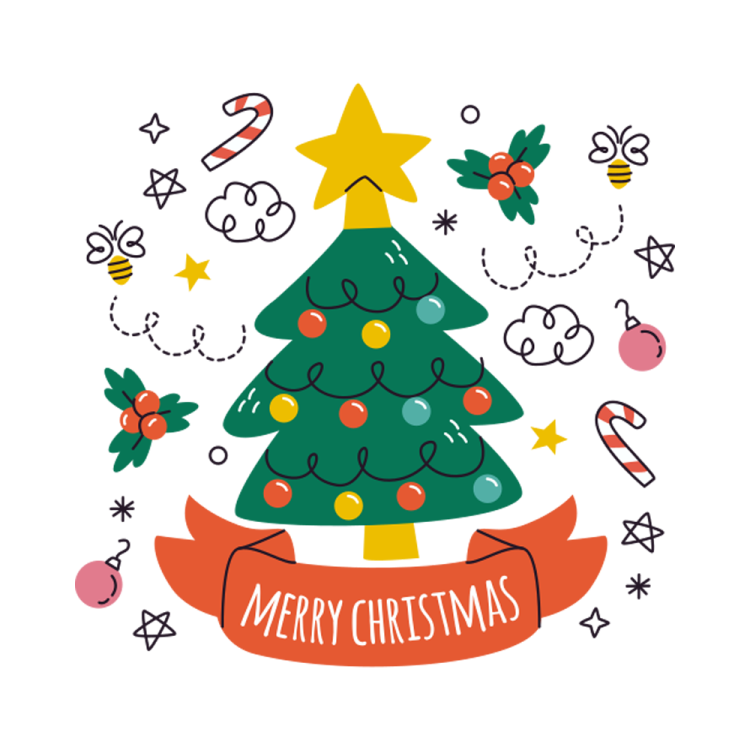 a christmas tree with presents around it