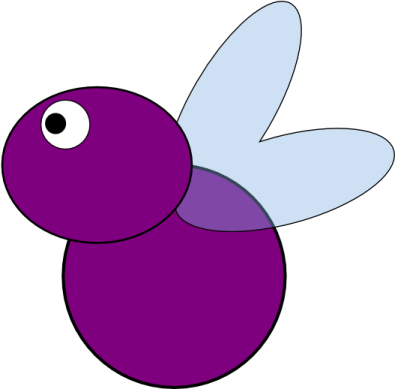 an illustration of a purple and blue bee