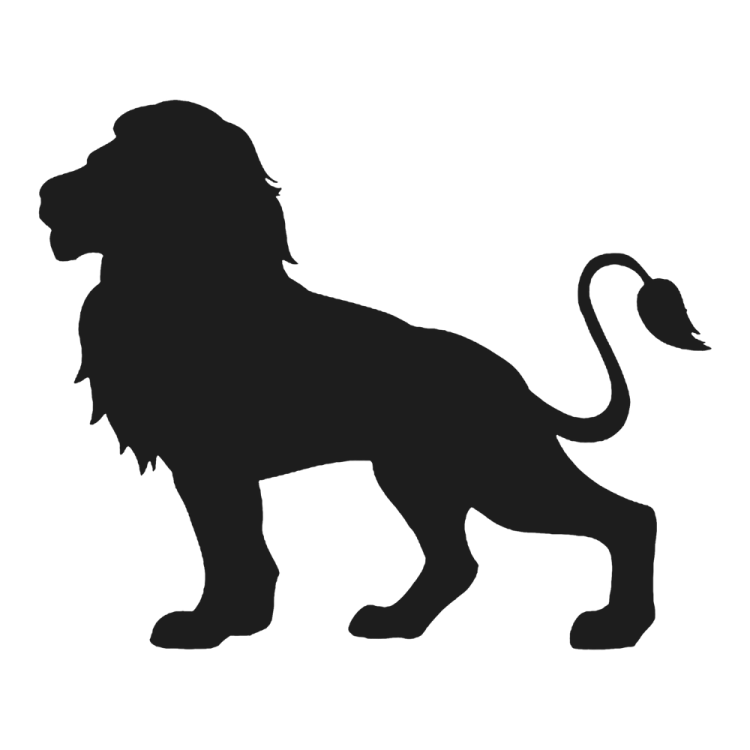a black and white silhouette of a lion