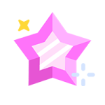 a pink star with a yellow star on top