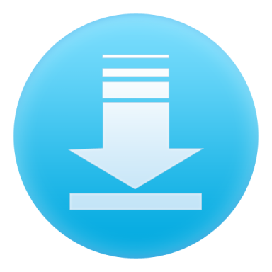a blue button with an arrow pointing up