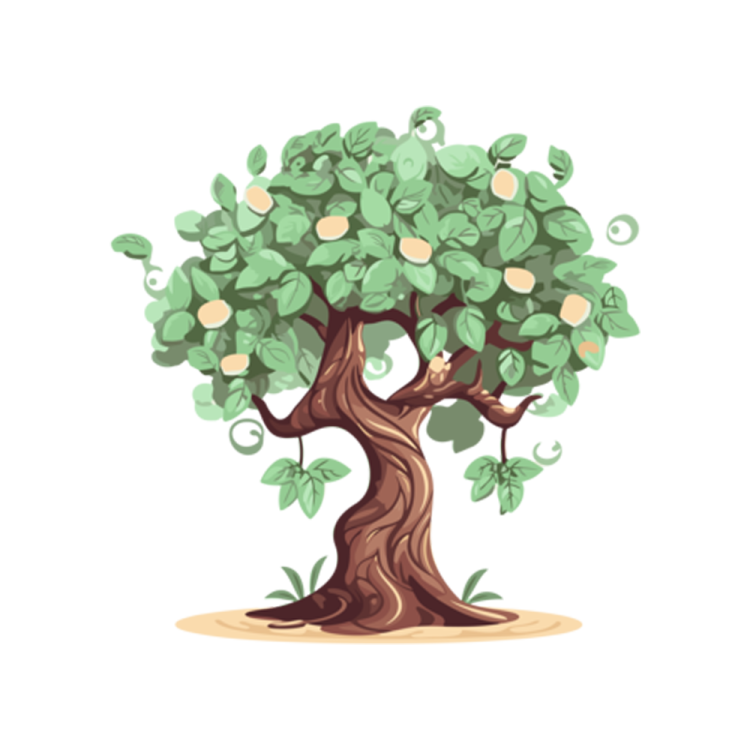 an apple tree with green leaves on it