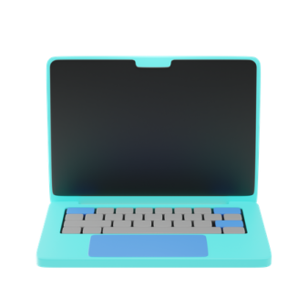 a blue laptop with a keyboard in it