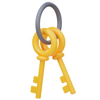 a yellow key with a grey ring on it