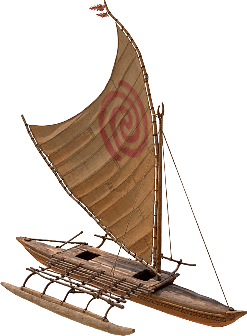 a boat with a sail on top of it