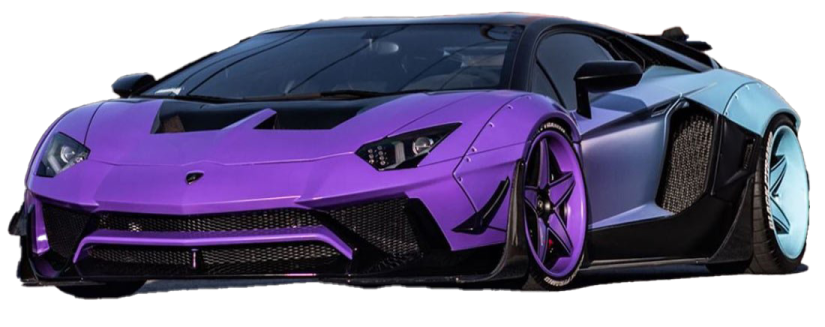 a purple and black lamb car on a white background