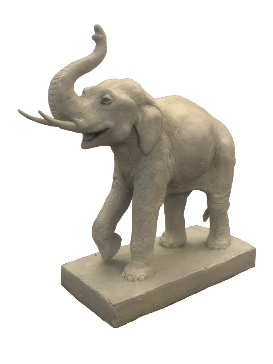 a statue of an elephant on a white background