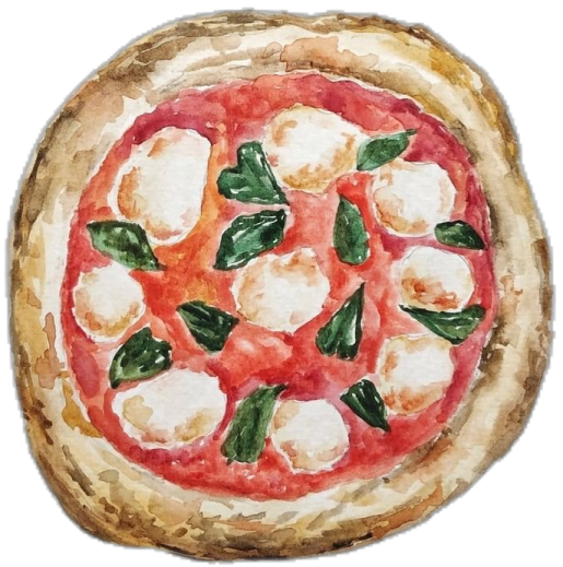 a watercolor painting of a pizza