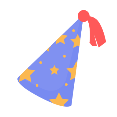 a party hat with stars on it