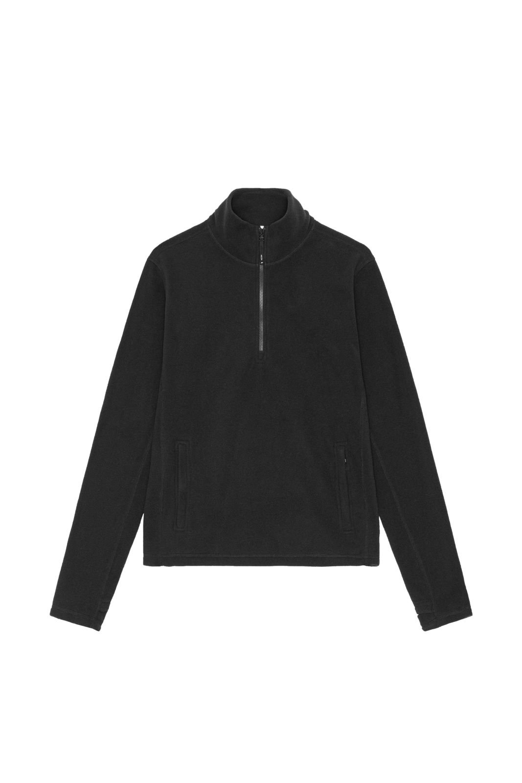 a picture of a black flee jacket with zippers