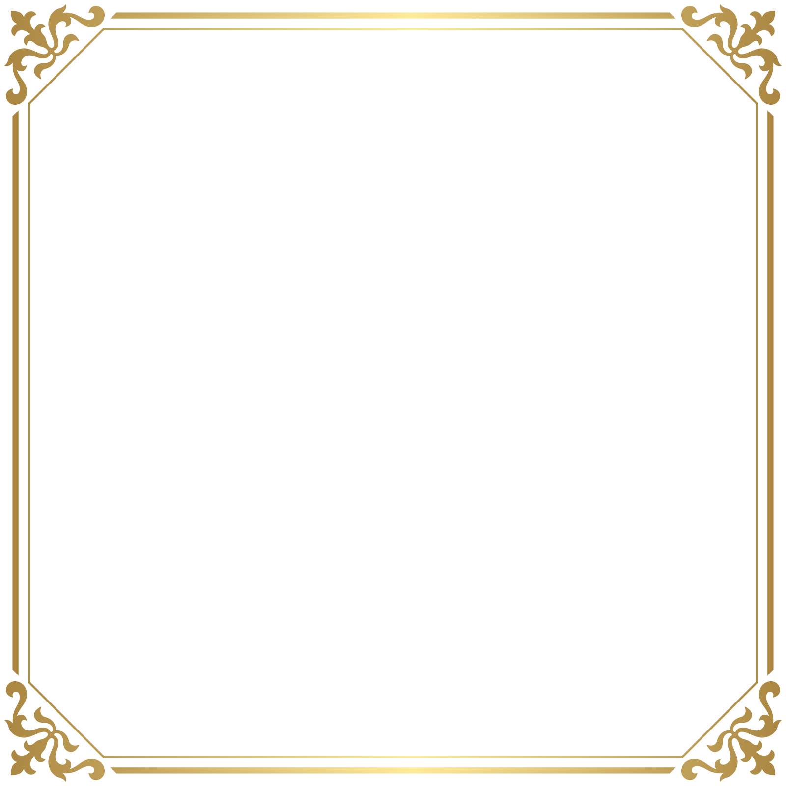 a gold frame with a white background