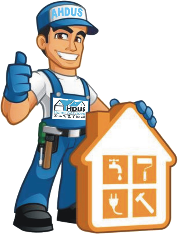 a man holding a house and giving the thumbs