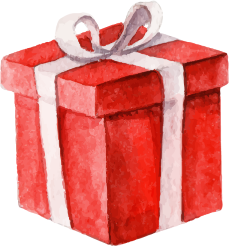 a red gift box with a white bow