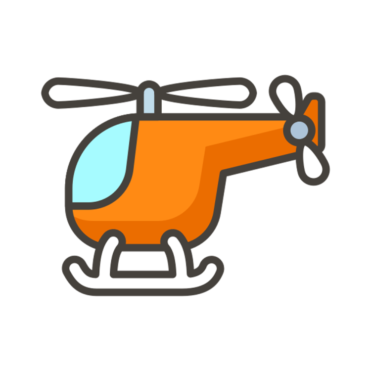 a helicopter icon on a white background