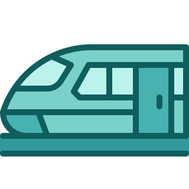 a train icon on a white background