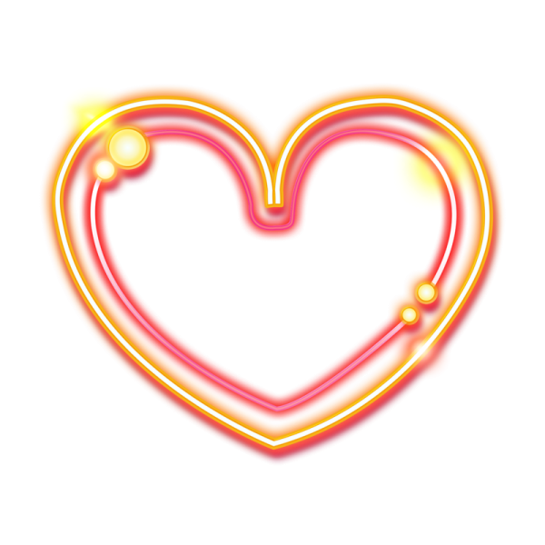 a neon heart on a white background