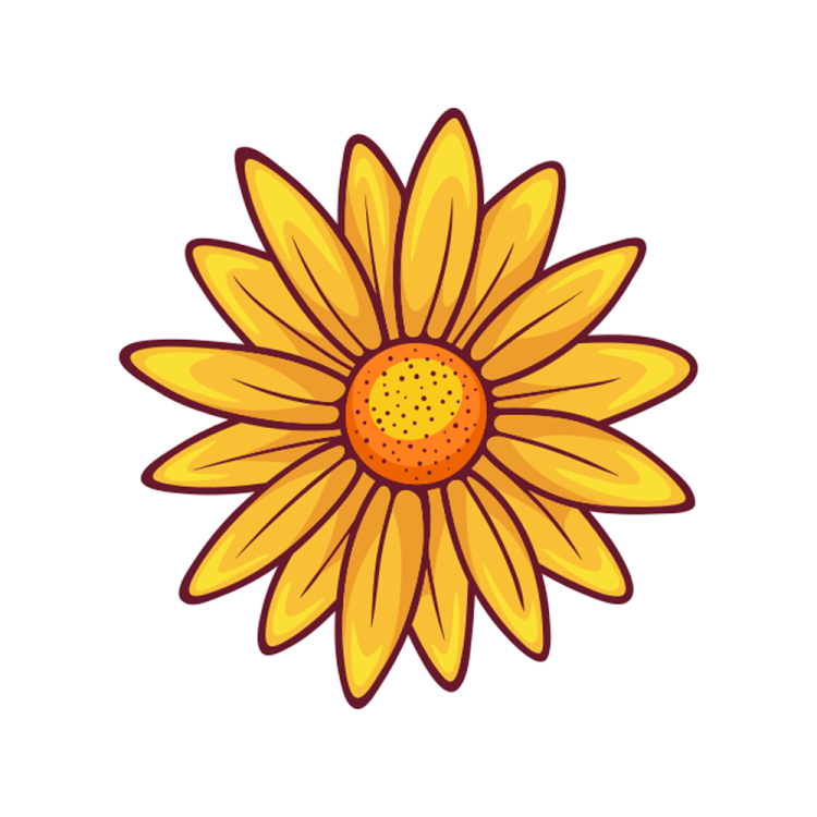 a yellow flower on a white background