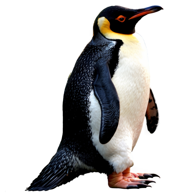 a close up of a penguin on a white background