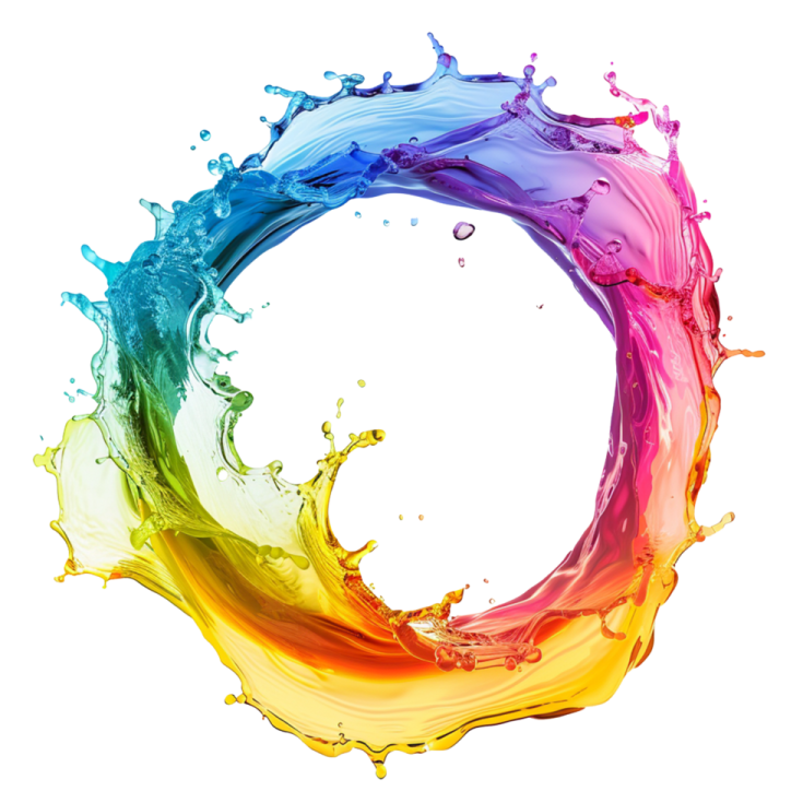 colorful paint splashs in the shape of a circle