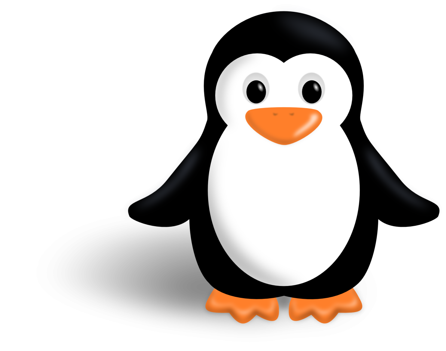 a black and white penguin with an orange beak