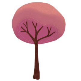 a pink tree on a white background
