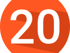 a red circle with the number 20 on it