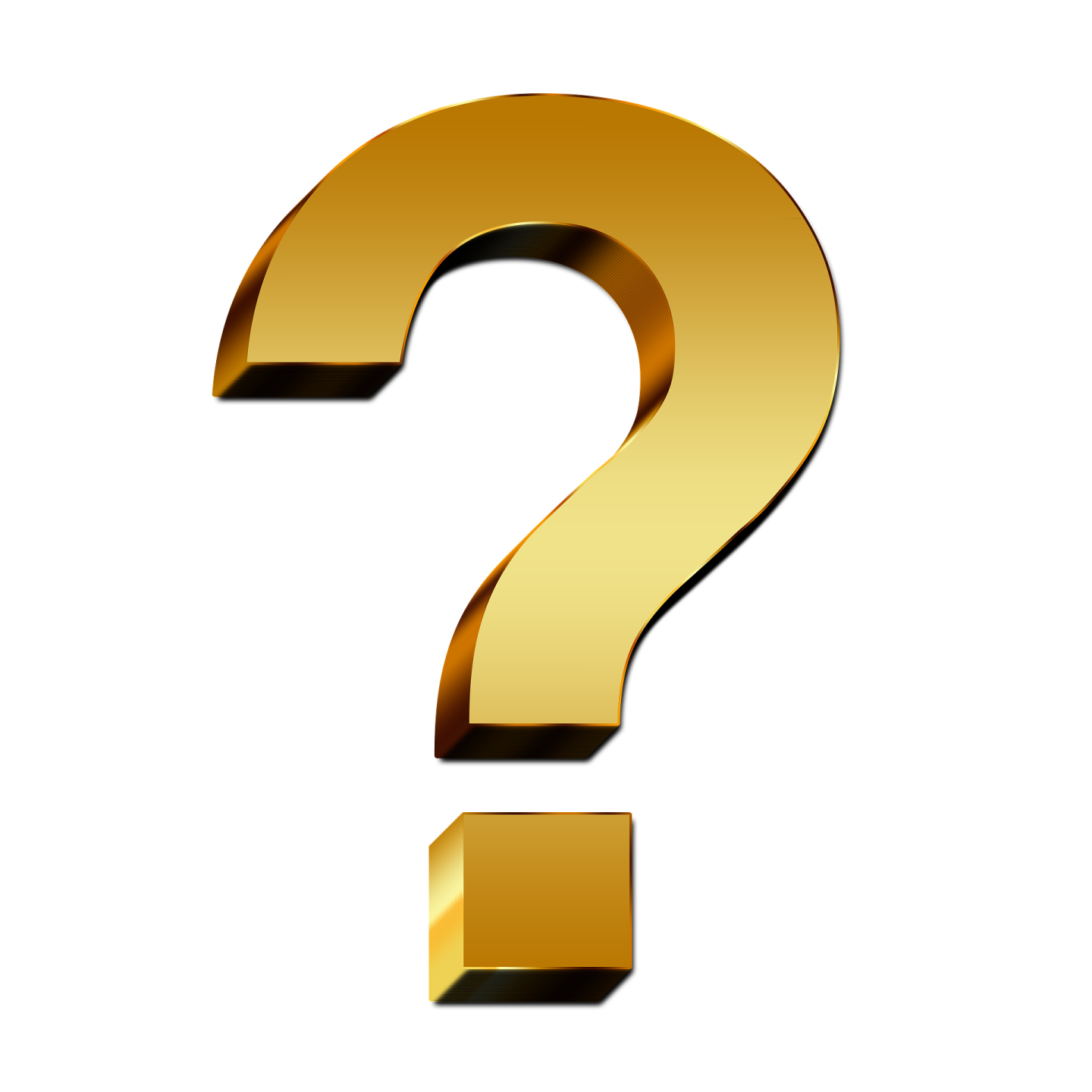 a gold question sign on a white background