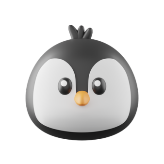 a black and white penguin with big eyes