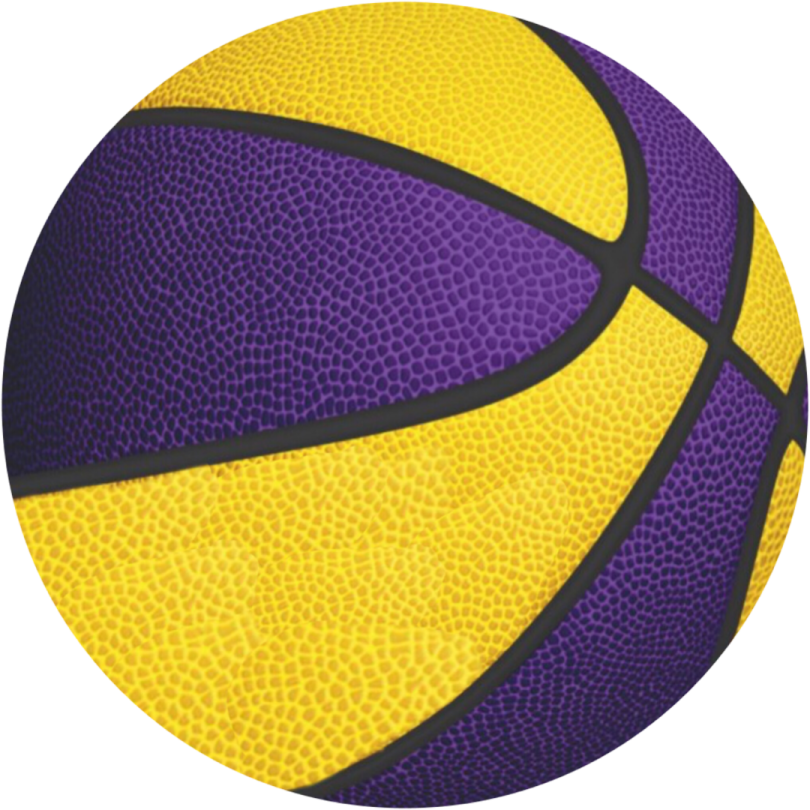 a yellow and purple basketball ball