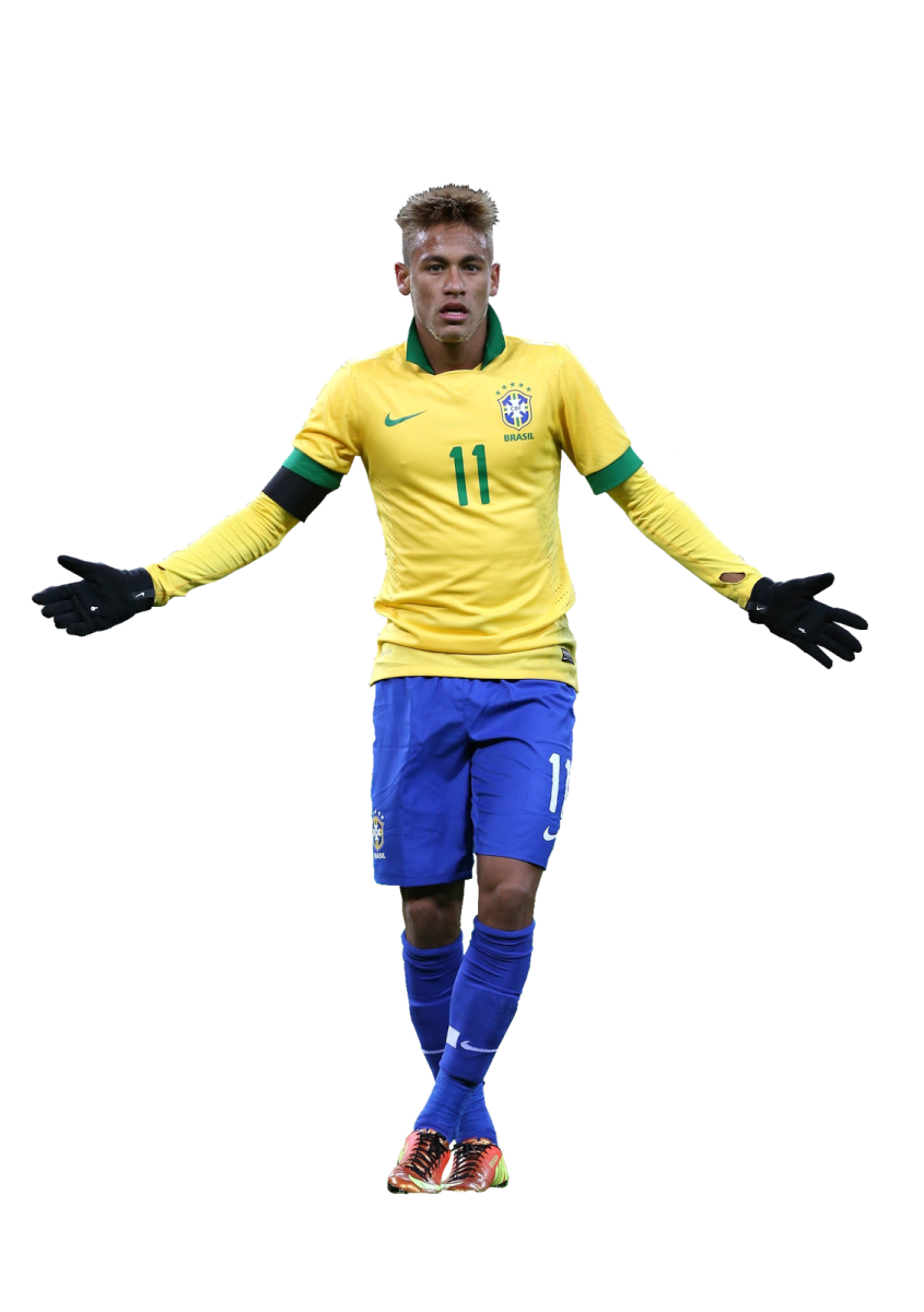 a man in a yellow shirt and blue shorts