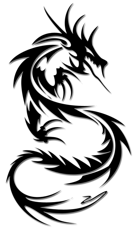 a black and white dragon tattoo design