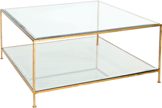 a gold and glass coffee table