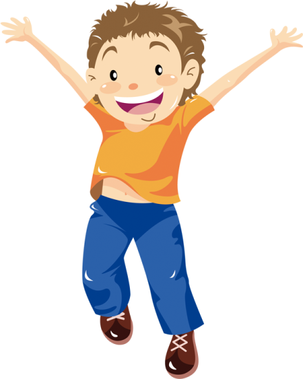 a boy jumping in the air