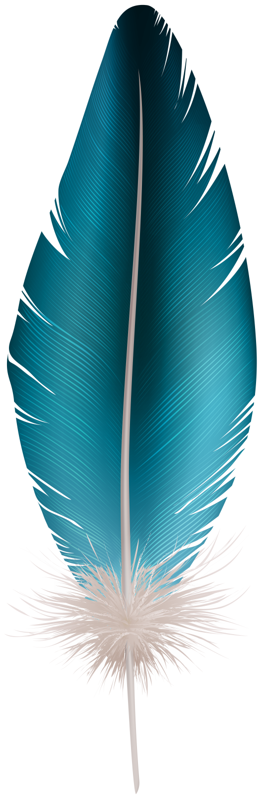 a blue leaf with white feathers on it