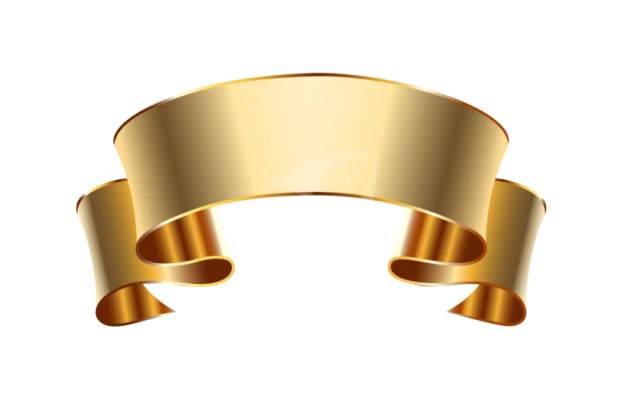 a gold ribbon on a white background